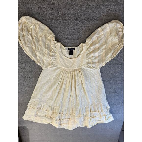 Etoile Isabel Marant Women's Size 1Cream Cotton Blend Ruffle Puff Sleeve Top - Picture 3 of 15